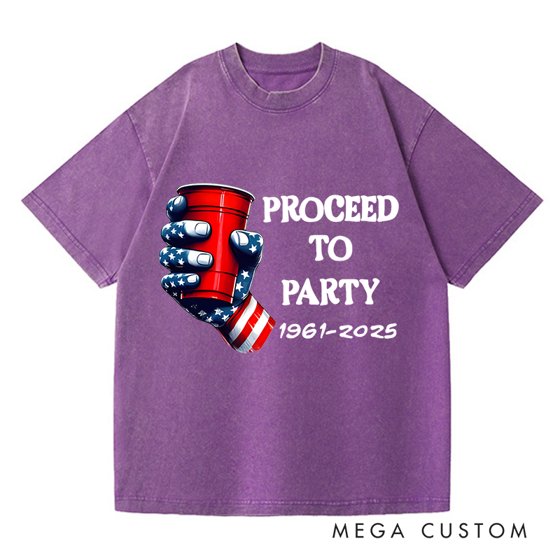 Personalized Washed T-Shirts Proceed to Party Patriotic Celebration Graphic T-Shirt