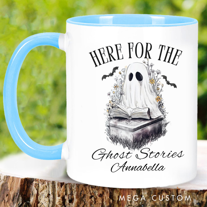 Personalized Here for the Ghost Stories Mugs Custom Halloween Ghost Mug with Name Reading Mug Book Lover Gift Reading Lover Halloween Gift
