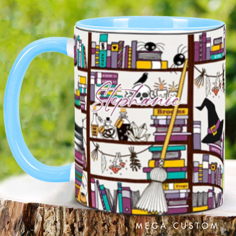 Personalized Witchy Gothic Bibliophile Mugs Custom Halloween Book Mug with Name Spooky Bookish Mug Book Lover Gift Reader Halloween Gift