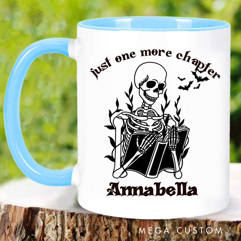 Personalized Just One More Chapter Mugs Custom Spooky Reader Coffee Mug with Name Librarian Mug Book Lover Gift for Bookish Halloween Gift