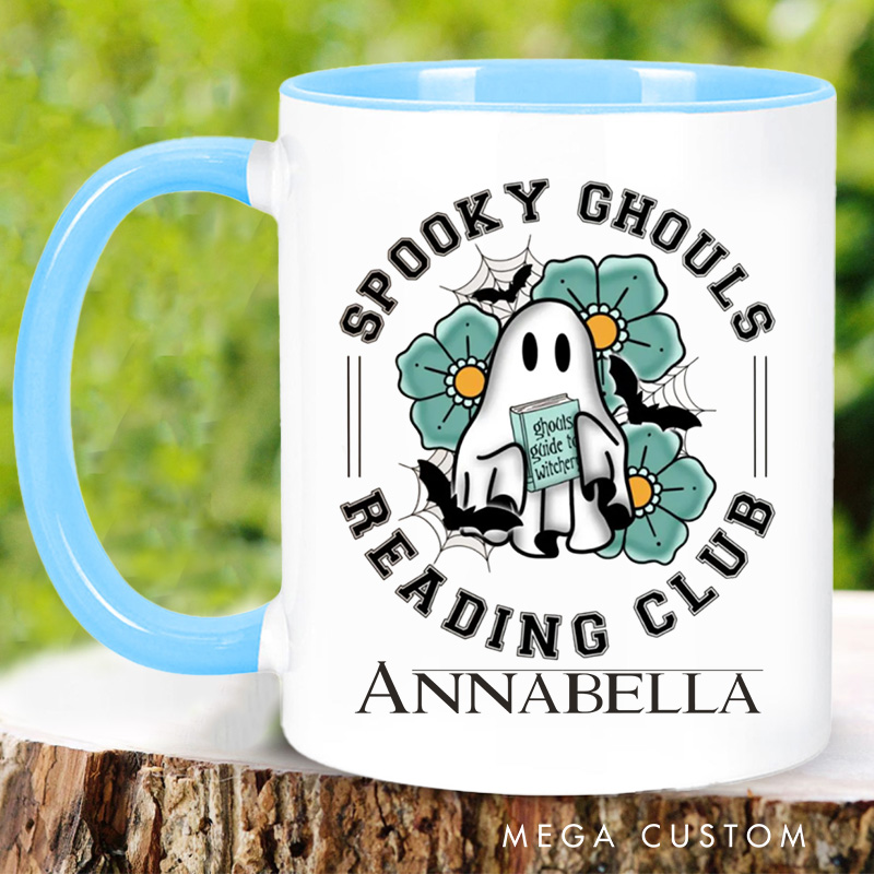 Personalized Spooky Ghoul Reading Club Mugs Spooky Book Reader Coffee Mug with Name Ghost Mug Book Lover Gift for Librarian Gift