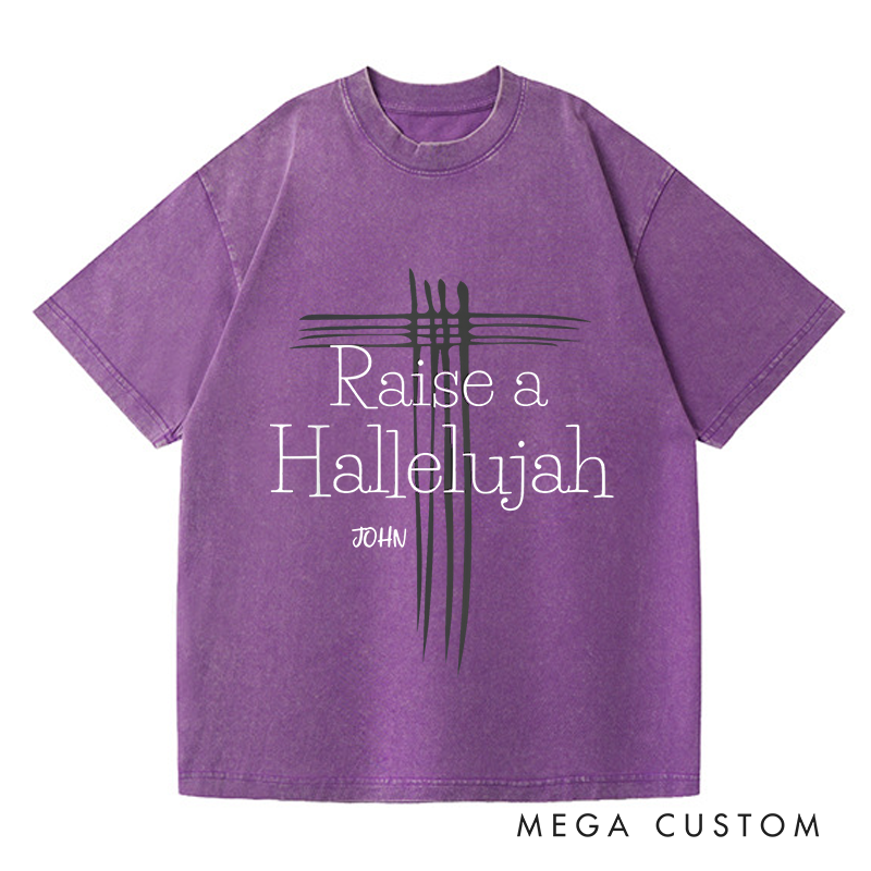 Personalized Washed T-Shirts Simple Cross Inspirational T-Shirt