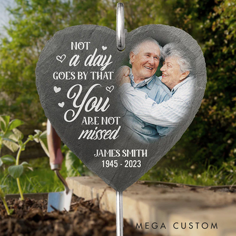 Personalized Memorial Grave Marker Photo You Will Live Forever In Our Hearts Keepsake Custom Garden Slate Sympathy Gift 