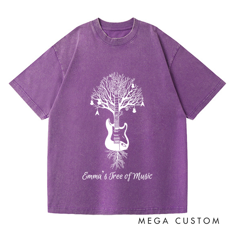 Personalized Washed T-Shirts Drum Kit T-Shirt Musical Drummer Tree Percussion in All Sizes T-Shirt