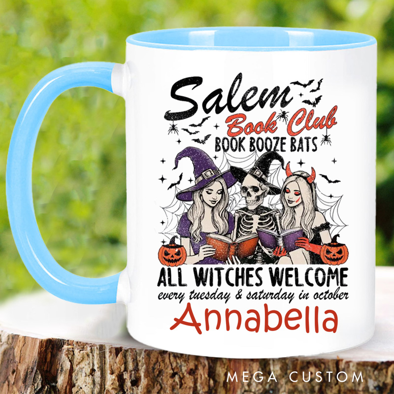 Personalized Book Club Mugs Custom Spooky Witch Coffee Mug with Name Halloween Mug Book Lover Gift for Librarian Gift Halloween Gift