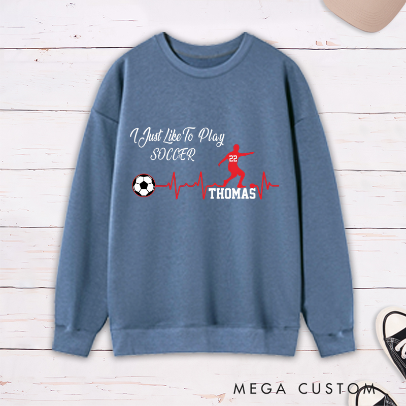 Personalized Soccer Sweatshirt with Custom Name, Number, and Heartbeat Design