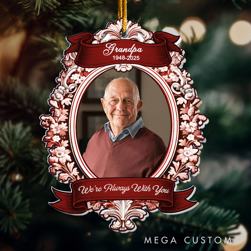 Personalized I'm Always with You Vintage Frame Photo Ornament Custom Acrylic Photo Ornament Sympathy Gift for Loss of Loved One
