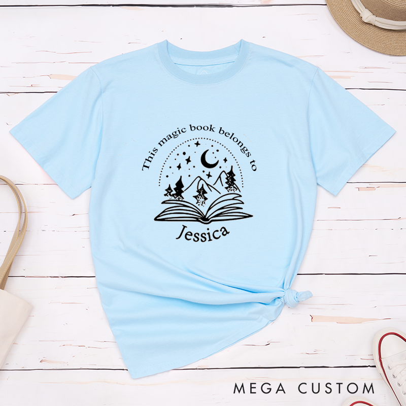 Personalized Book Lover T-Shirt Custom Name This Book Belongs To Design Unique Reader Gift Classic Unisex Tee Perfect for Readers Teachers Students Kids