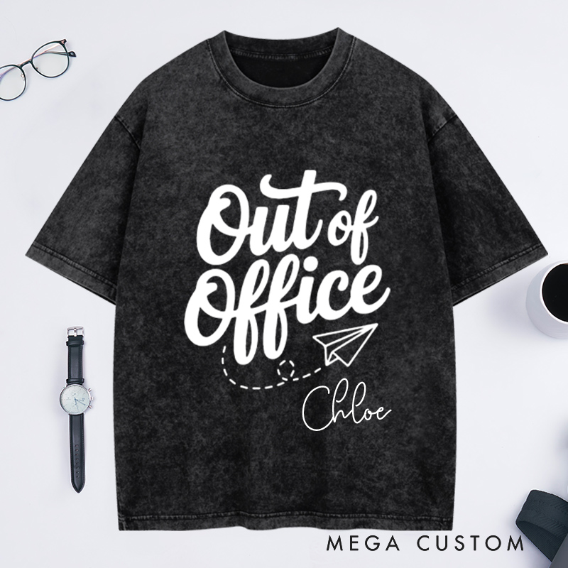 Personalized Out of Office Washed T-Shirt for Traveling Lovers Traveler Gifts Adventure Tee