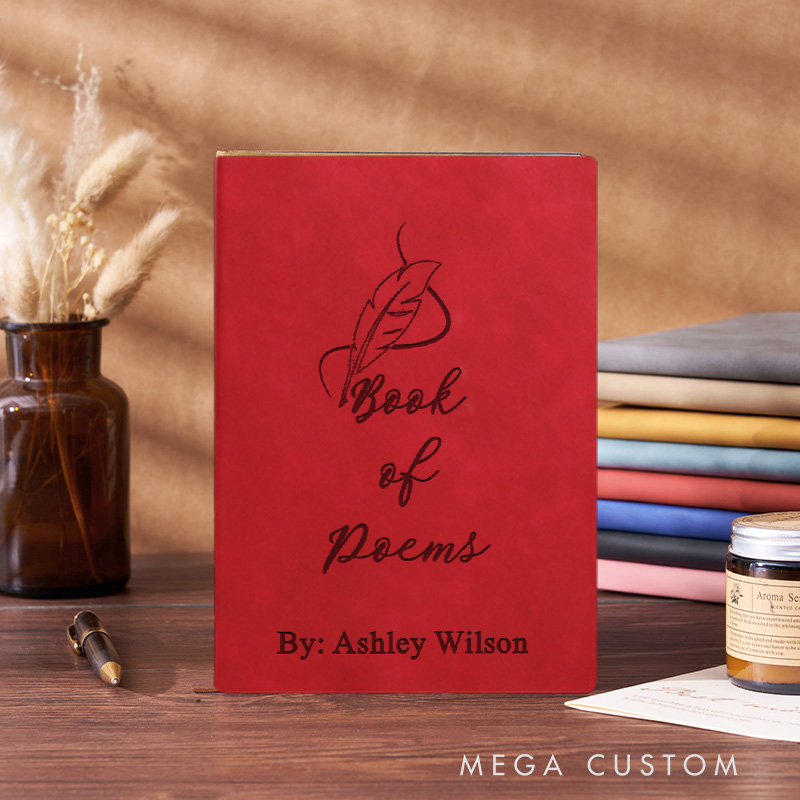 Personalized Book of Poem Journals Engraved Leather Poetry Notebook Journals with Name Book Lover Gift Bookish Gift for Librarian Gift