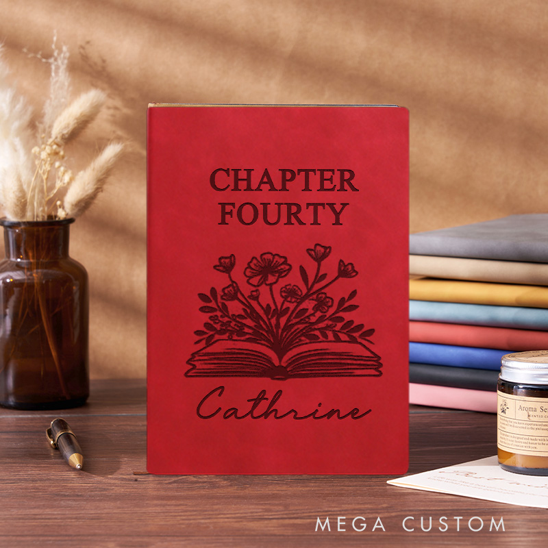Personalized Fortieth One More Chapter Journals Engraved Leather Notebook Journals with Name 40th Birthday Gift for Book Lover Gift Bookish Gift