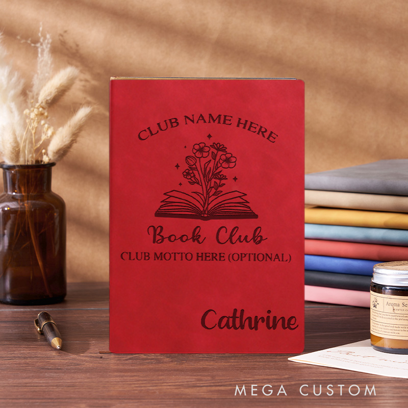 Personalized Book Club Journals Engraved Leather Reading Club Notebook Journals with Name Book Lover Gift Bookish Gift Librarian Gift