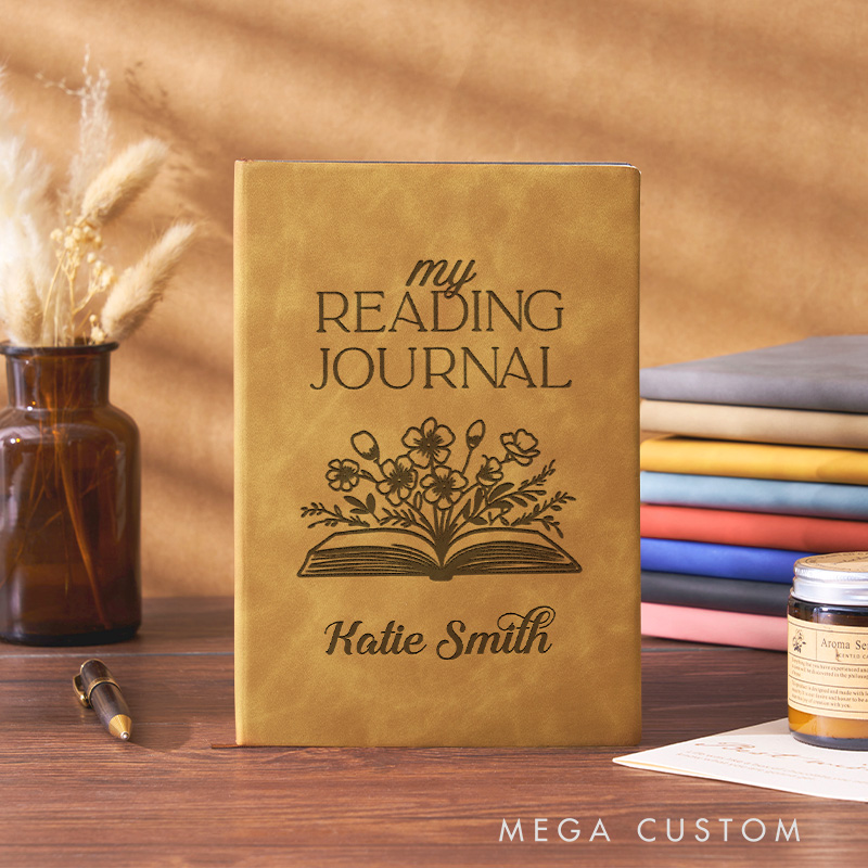 Personalized Leather Reading Journals Engraved A5 Notebook with Name Reading Tracker Journal for Book Lover Gift Bookish Gift Librarian Gift