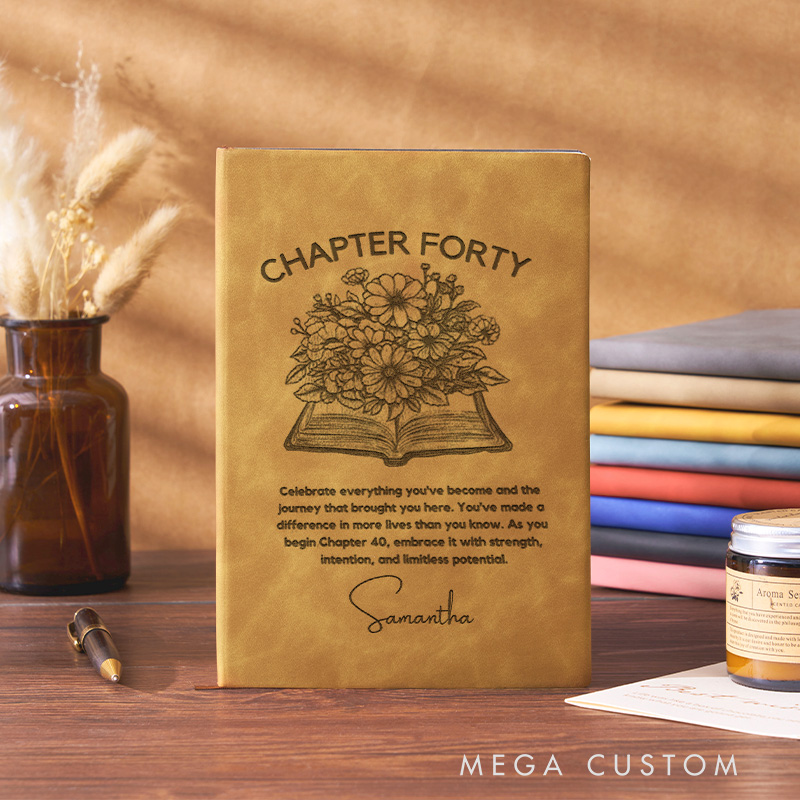 Personalized Chapter Forty Journal Leather A5 Notebooks with Name Bookish Journals for Librarian Gift Book Lover Gift 40th Birthday Gift
