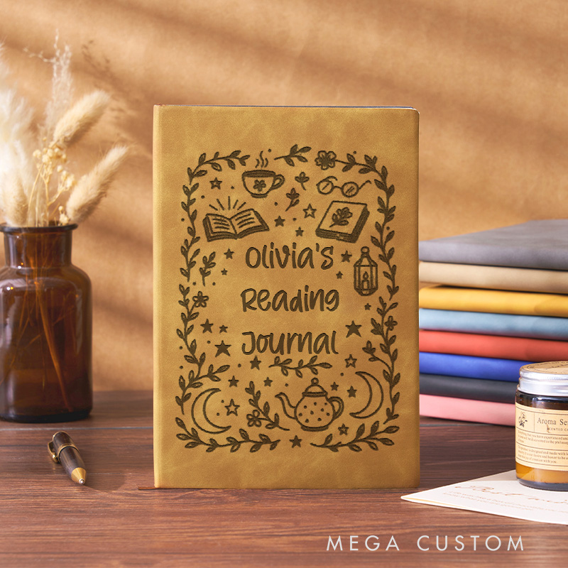 Personalized Leather Reading Journal Engraved Notebook Notebook with Name Bookish Journal for Book Lover Gift Bookish Gift Librarian Gift