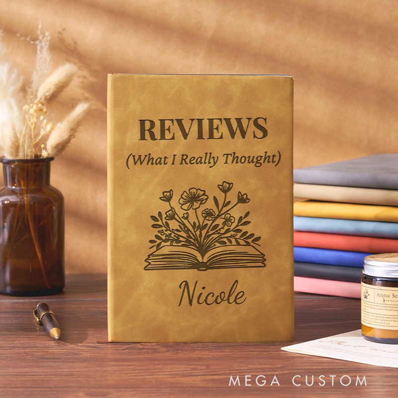 Personalized Book Review Journal Engraved Leather Reading Journal with Name Bookish Notebook for Book Lover Gift Bookish Gift Librarian Gift