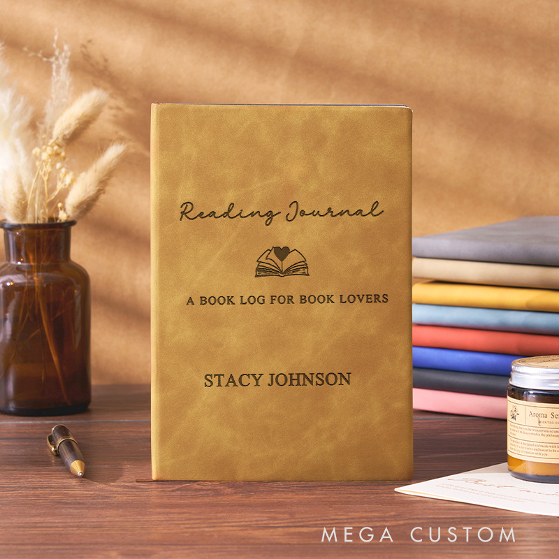 Personalized Leather Reading Journal Engraved Book Club Notebook with Name Bookish Journal for Book Lover Gift Bookish Gift Librarian Gift