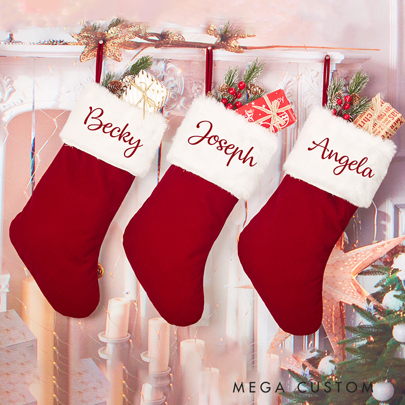 Personalized Family Christmas Stockings with Name Red Plush Christmas Stocking Christmas Stockings Christmas Gifts