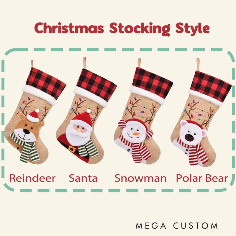 Personalized 3D Family Christmas Stocking with Name Embroidered Christmas Stocking with Name Monogram Stocking