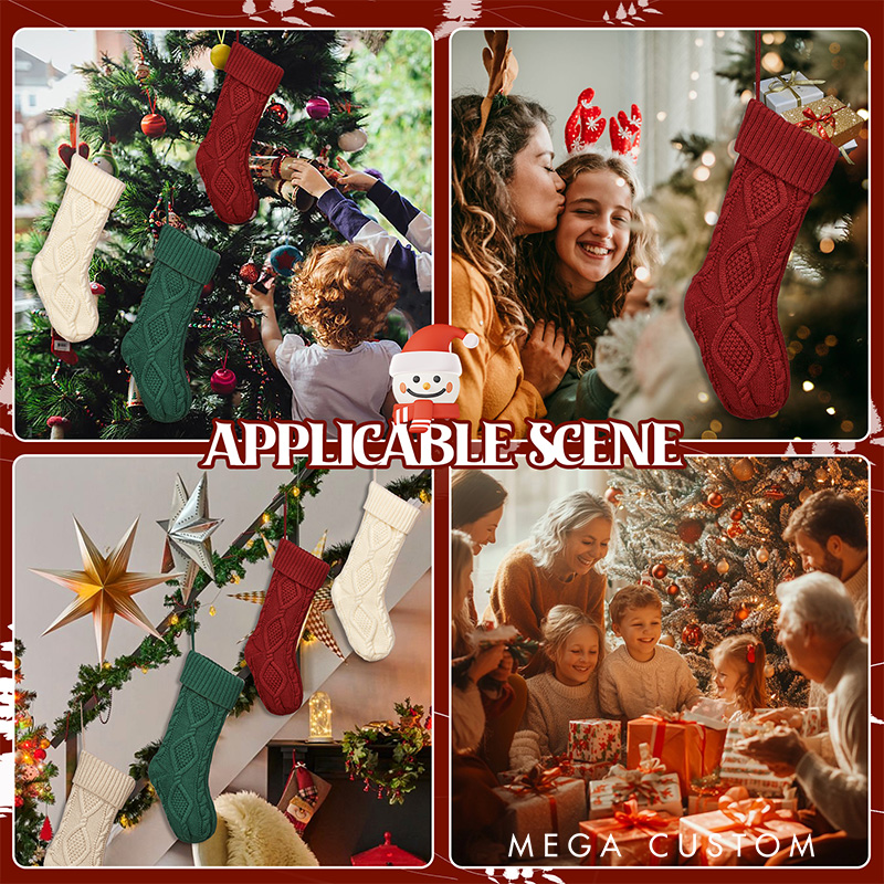 Personalized Knitted Christmas Stockings Monogram Family Christmas Stocking Gift Embroidered Christmas Stockings