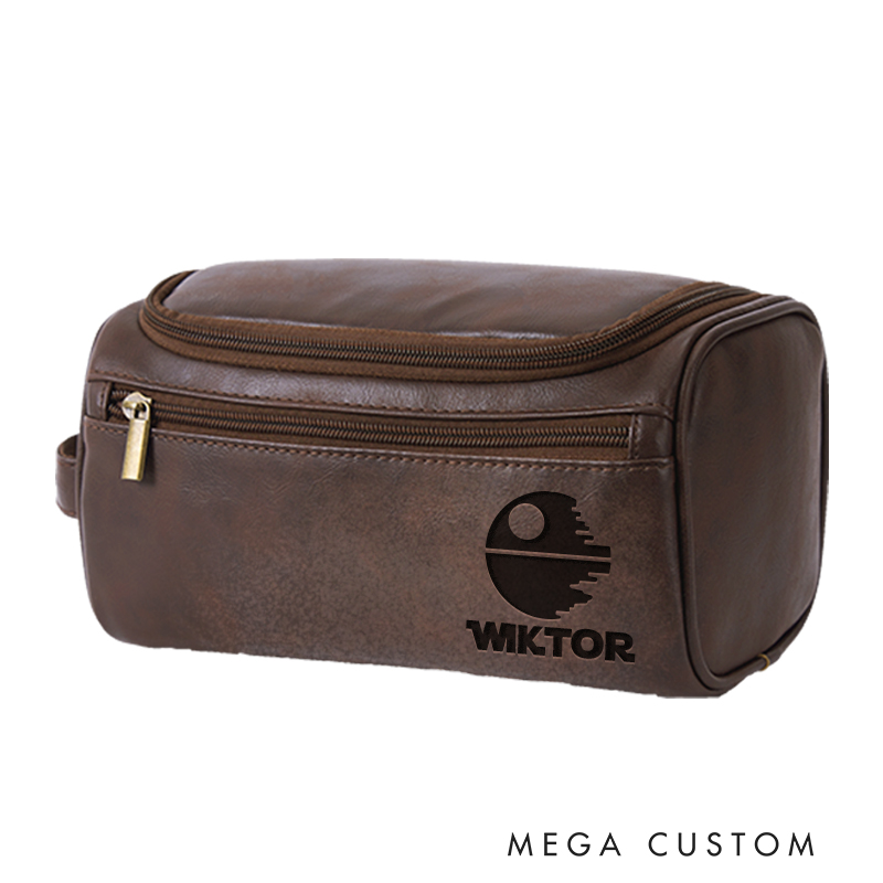 Personalized Planet Movie Leather Dopp Kit Galaxy War Film Mens Leather Toiletry Bag Engraved Dopp Bag Gift For Men