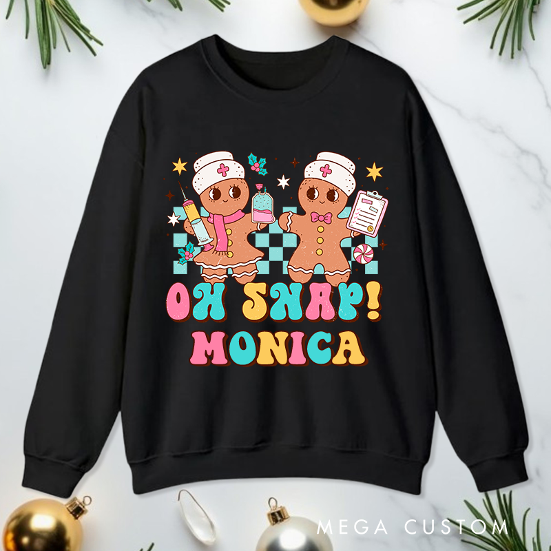 Personalized Nurse Sweatshirt Customized Gingerbread Nurse Design Sweatshirt Nurse Christmas Gifts 