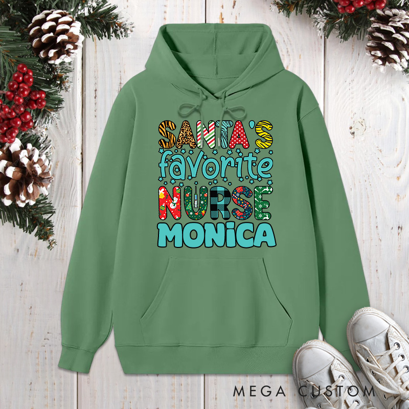Personalized Hoodies for Nurse Customized Santa's Favorite Nurse Design Hoodies Xmax Gift