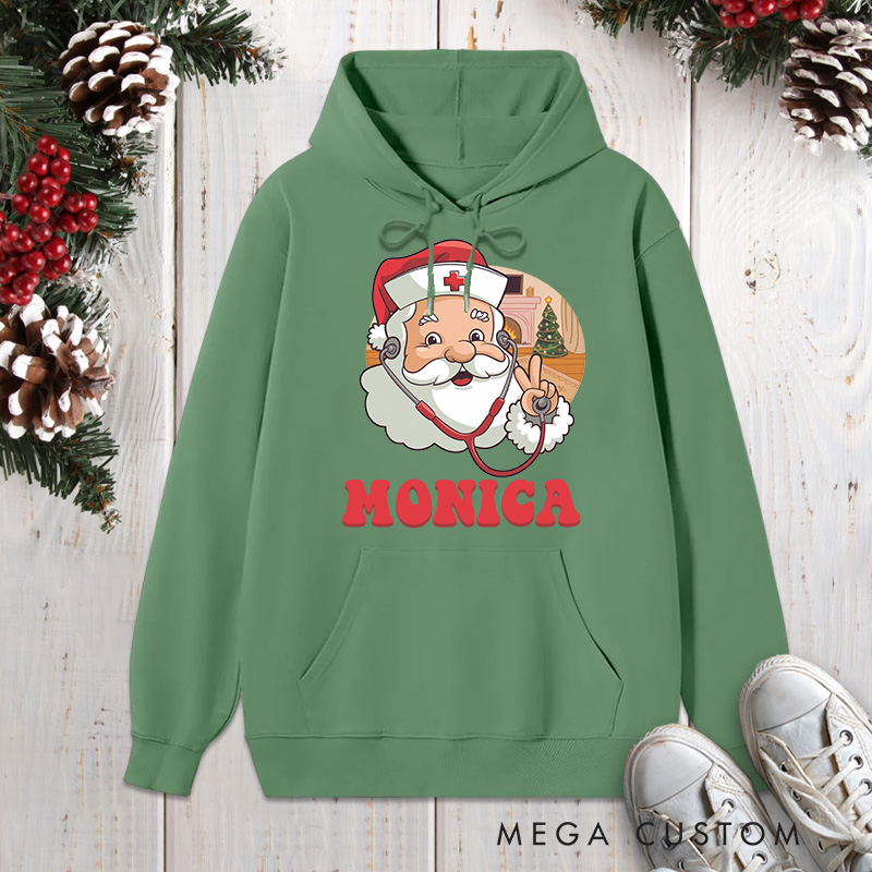 Personalized Hoodies for Nurse Customized Santa Nurse Design Hoodies Xmax Gift