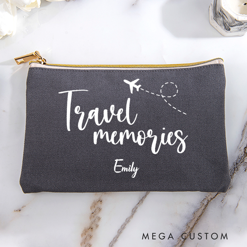 Personalized Travel Memories Storage Bag for Traveling Lover Zippered Project Pouch Gift for Travelers