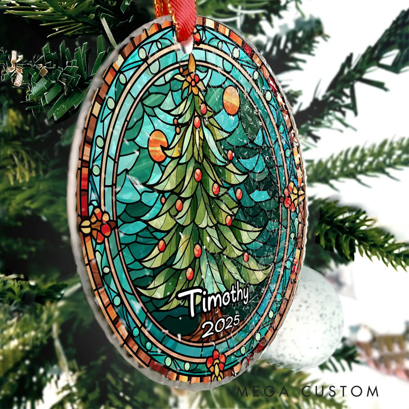 Personalized Glass Art Christmas Tree Christmas Ornament Glass Ornament Art Lovers Christmas Gift Artistic Xmas Gift Christmas Decor