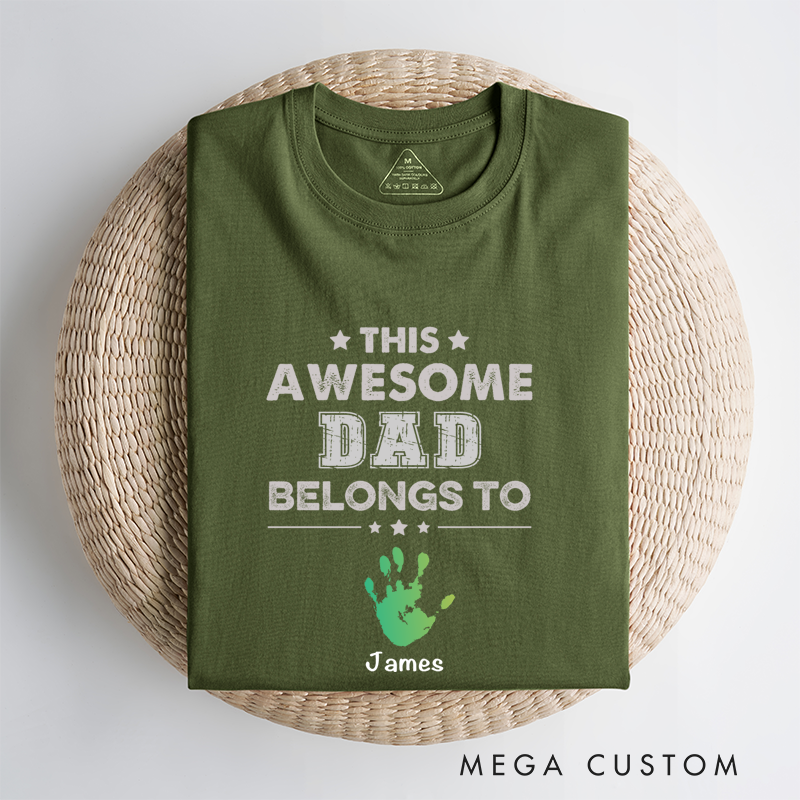 Personalized Awesome Dad Belongs to Hand Prints Unity of Family Classic T-shirt
