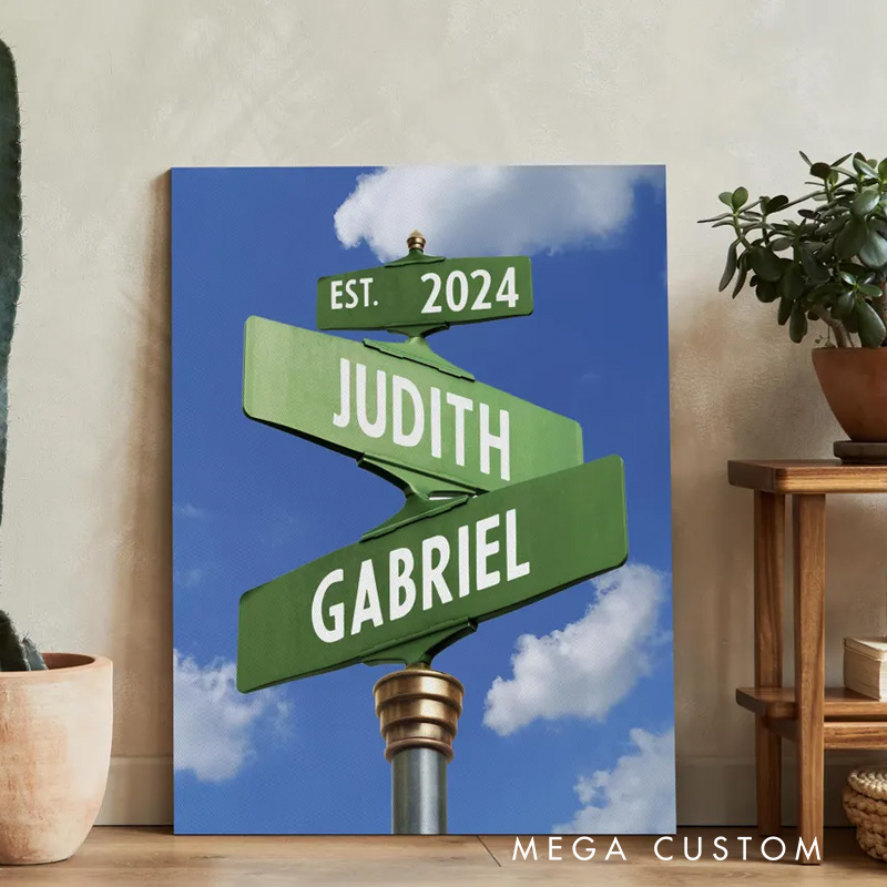 Personalized Vintage Street Sign For Couples Wall ArtPoster Without Frame Custom Name and Date Street Sign Custom Art