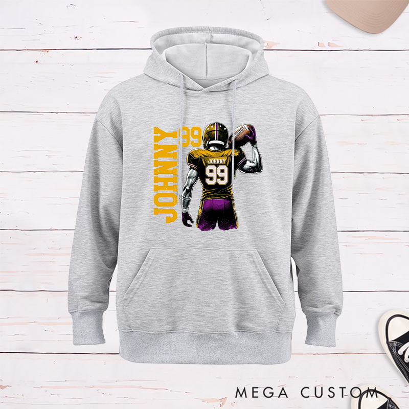Personalized Football Hoodie with Custom Name, Number, and Unique Player Design