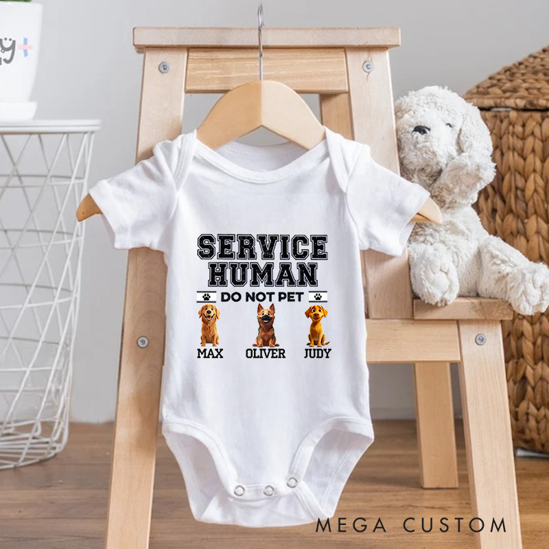 Personalized Service Human Do Not Pet Dog Baby Bodysuit Baby Shower Gift