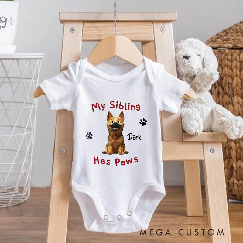 Personalized My Sibling Has Paw Baby Bodysuit Baby Shower Gift