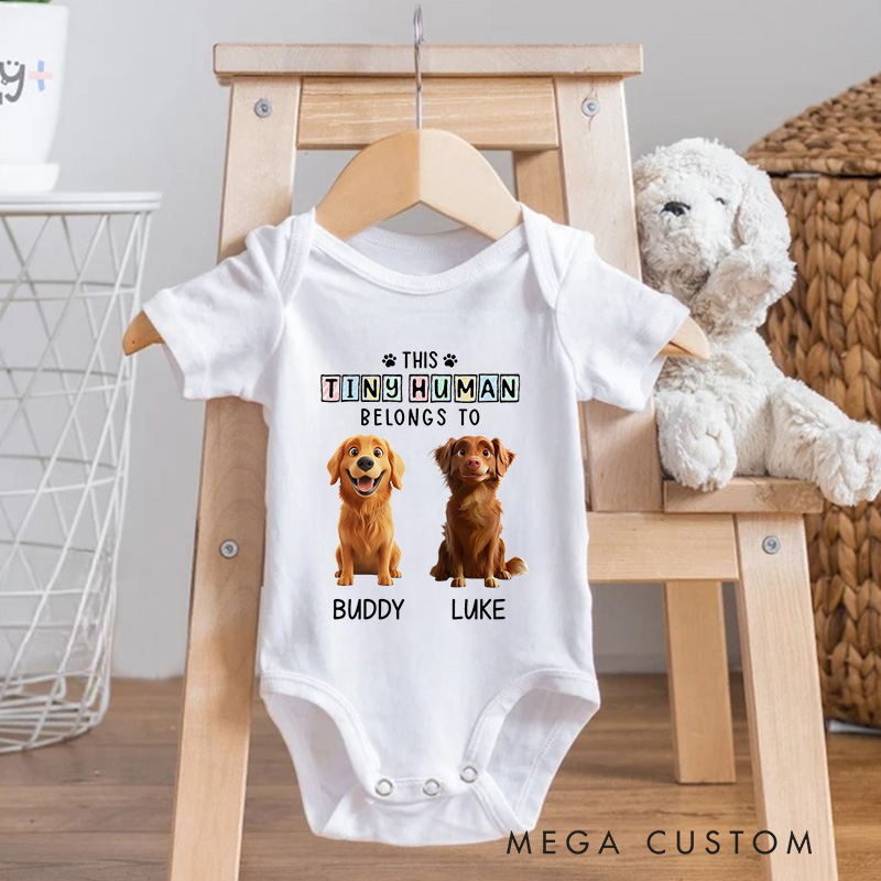 Personalized Tins Baby and Lovely Dogs Bodysuit Baby Shower Gift