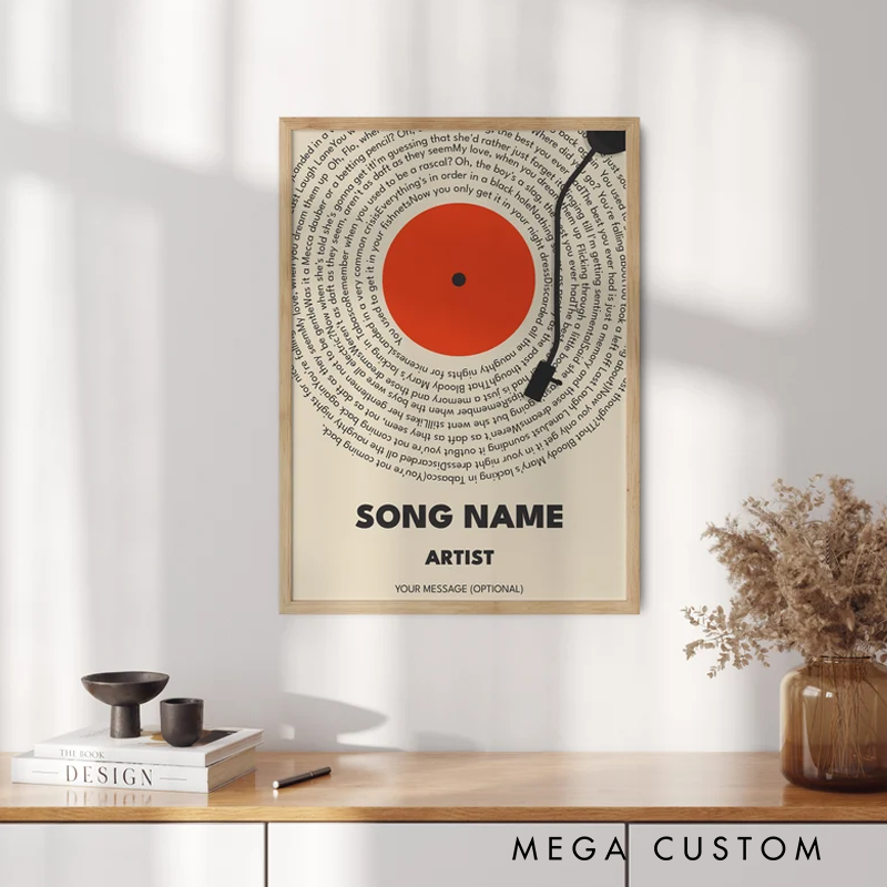 Personalized Song Lyrics Vinyl Record Print Without Frame Custom Music Gift