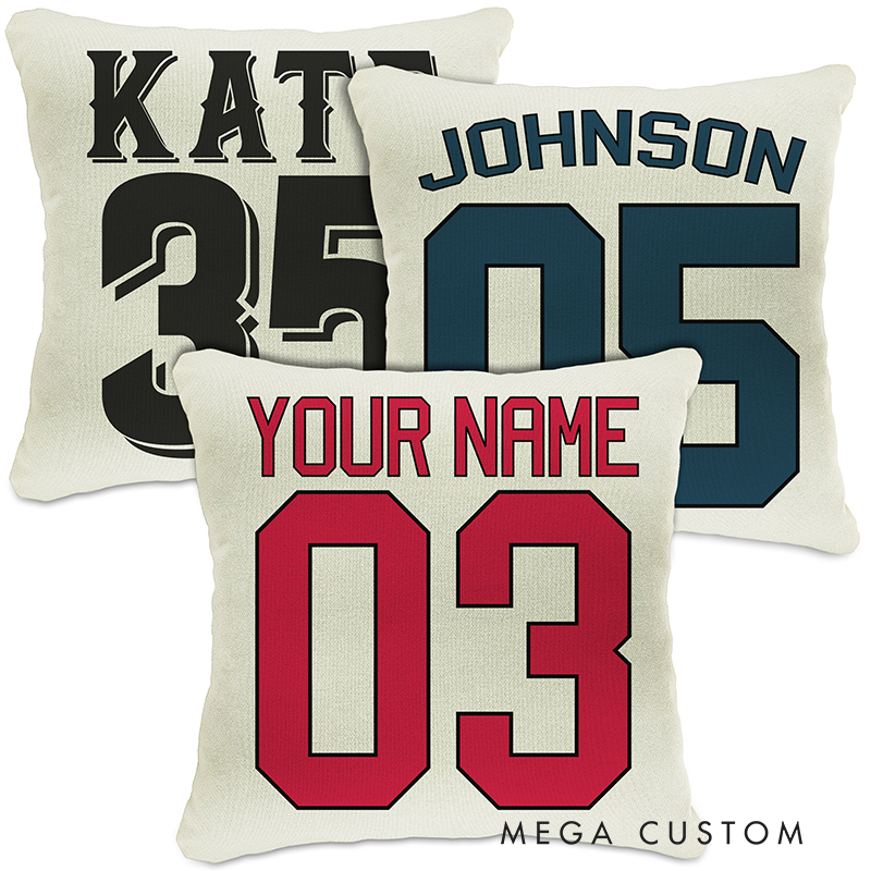Personalized Sports-Inspired Pillow for Home Decor with Name and Number 