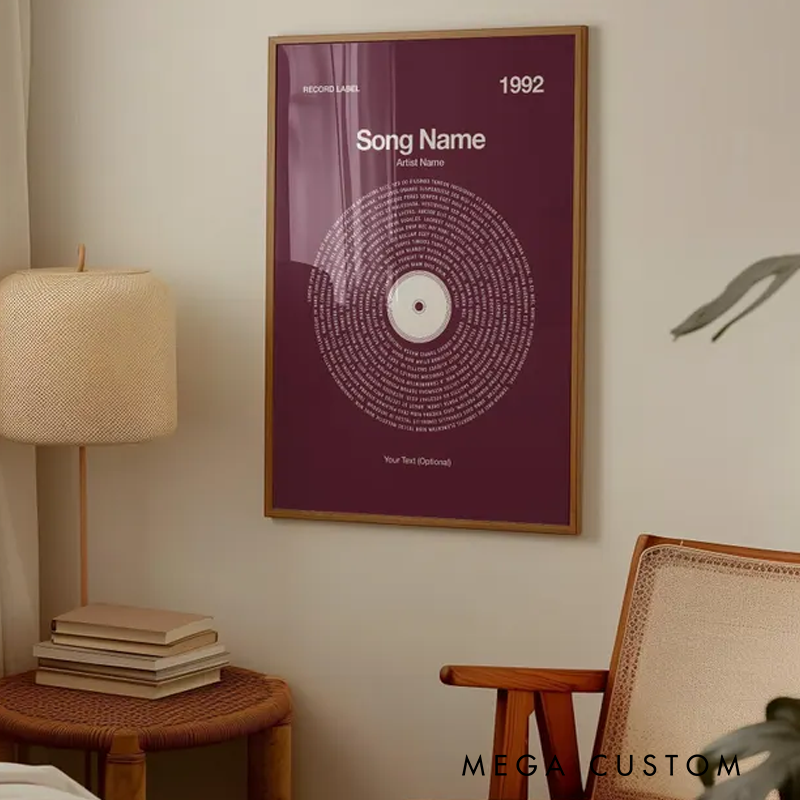 Personalized Vinyl Lyrics Print Without Frame Customizable Music Gift Typography Wall Art Personalized Music Lover Gift