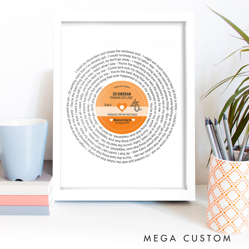 Personalized Record Print Without Frame Any Artist Any Song Music Art Song Lyrics Poster