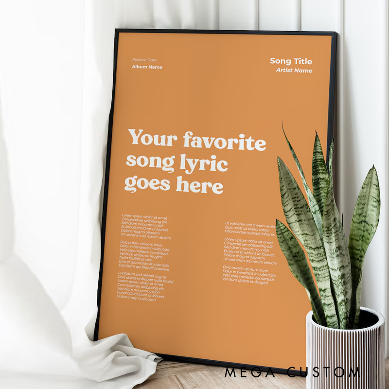 Personalized Swiss Style Lyrics Poster Printable Lyric Poster Song Lyric Wall Art Without Frame Music Poster Custom Lyric Poster