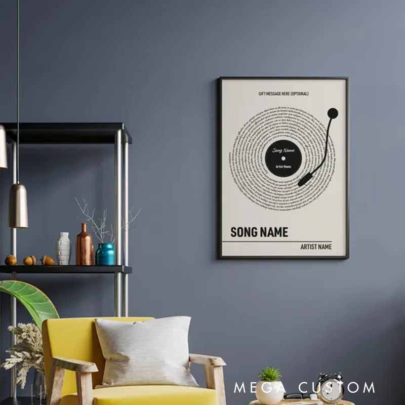 Personalized Vinyl Lyrics Print Without Frame Custom Music Poster Customizable Music Gift
