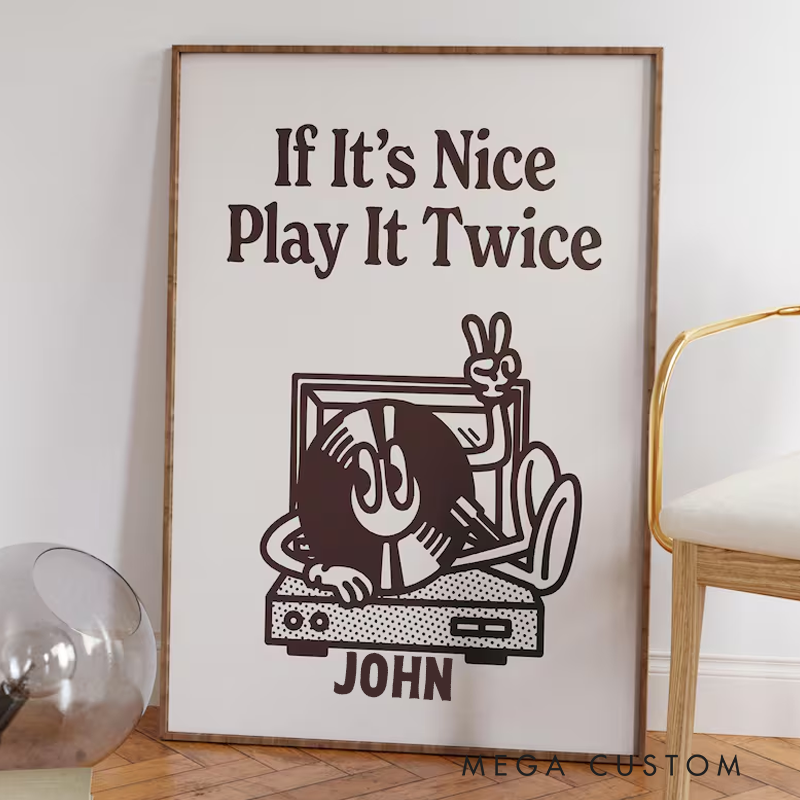 Personalized Retro Vinyl Wall Art Without Frame Printable Record Player Poster for Dorm Room or Music Lovers