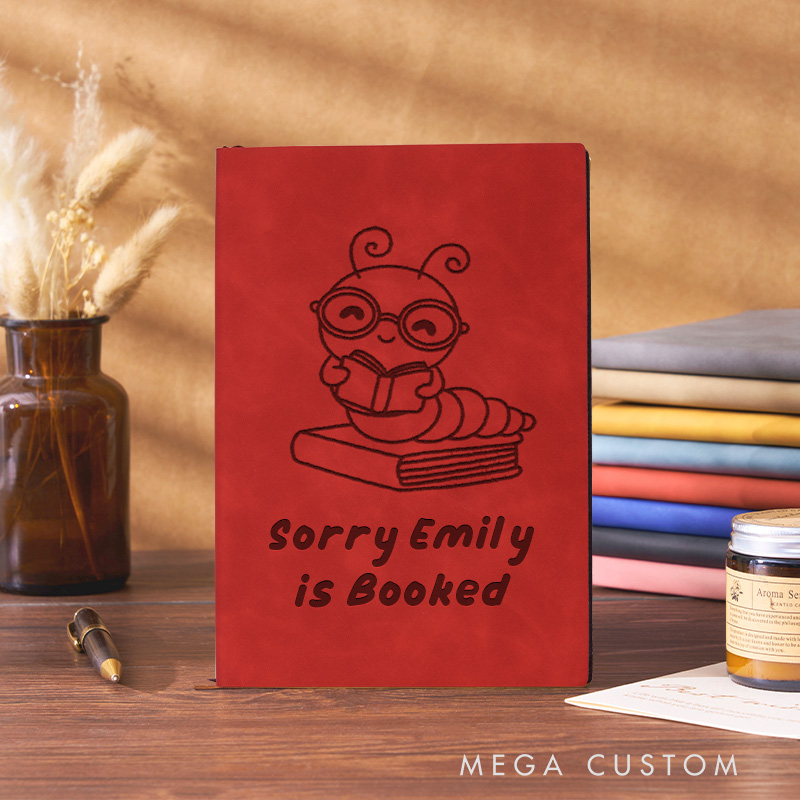 Personalized Sorry I am Booked Reading Journal Engraved Reading Planner Notebook with Name Librarian Journal for Book Lover Gift Bookish Gift