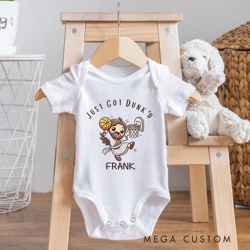 Personalized Just Got Dunk'd Baptism Baby Onesie Gift for Baby Shower