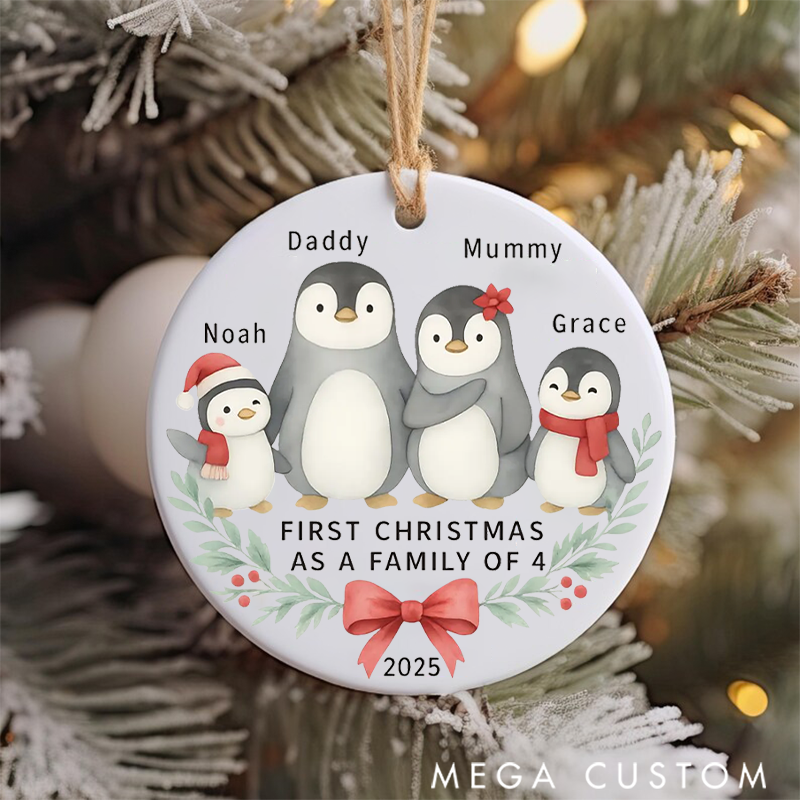 Personalized Family Christmas Ornaments Creating Cherished Memories with Our Adorable Penguin Family of Four