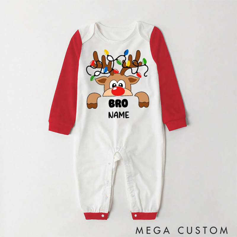 Personalized Christmas Cartoon Elk Pattern Design Family Matching Pajamas
