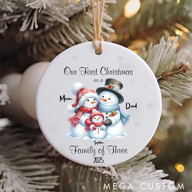 Personalized Family Christmas Ornaments Creating Cherished Memories with Our Adorable Snowman Family Design