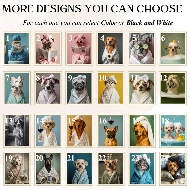 Personalized Funny Fashion Art Style Wall Art For Dog and Cat Lovers Poster Without Frame Custom Art Lover Gift Custom Pet Portrait