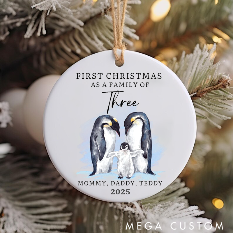 Personalized Family Christmas Ornaments Creating Cherished Memories with Our Adorable Penguin Family of Three
